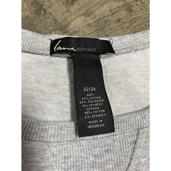 Lane Bryant Gray & Navy Pinstripe Crewneck Top - Picture 3 of 5